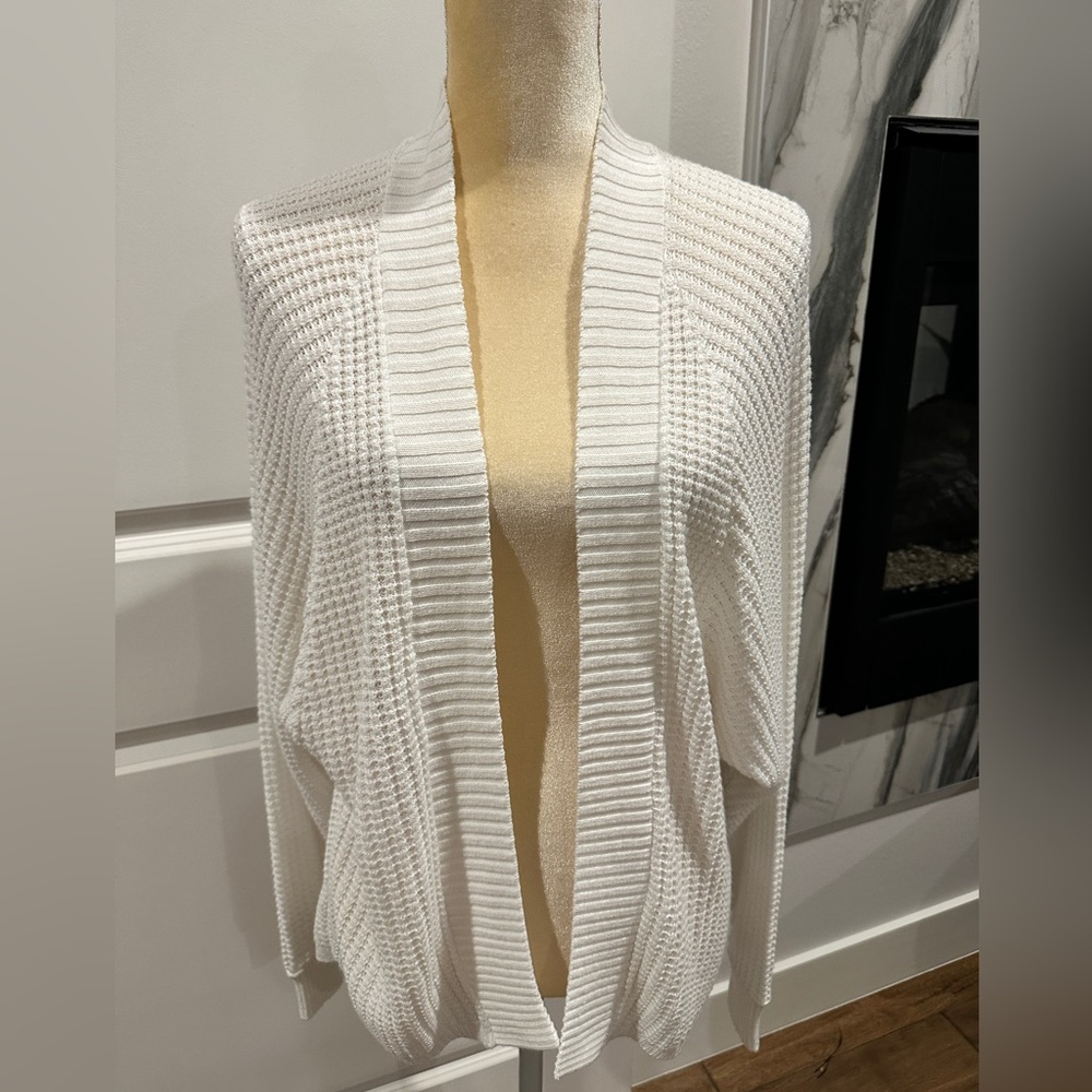 Express Open Knit Dolman Sleeve Tunic Cardigan White XS